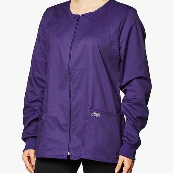 Cherokee Jackets & Blazers - Cherokee Workwear Zip Up Scrub Jacket With Pockets Purple Grape Medium